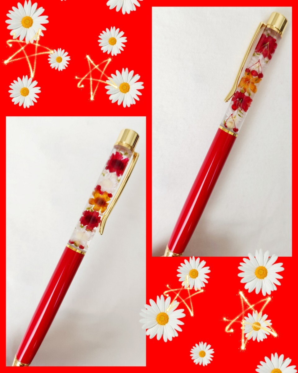 0 free shipping 0 herbarium ballpen flower enough red red present small gift pretty final product dressing up present 