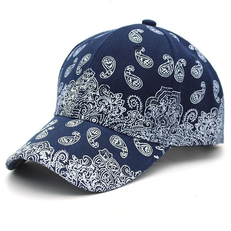 【即日配送】キャップ 野球帽 青 ホワイト ペイズリー柄メンズ UVカット 帽子