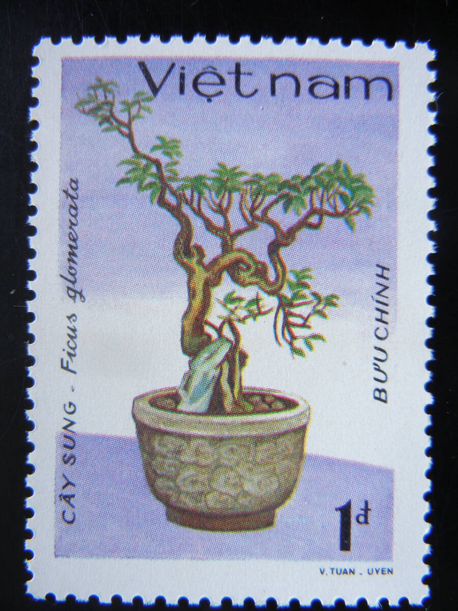 ベトナム  '88年発行 「盆栽」小型シート+単片7種セット 未使用 NH 美品の画像7