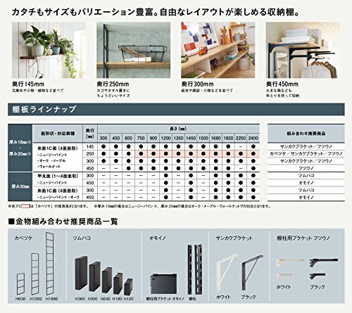 ウッドワン 棚板 ニュージーパイン無垢材 ミディアムブラウン色 糸面 [長さ300x奥行250x厚み18mm] MTR0300H-C1I-MB_画像5