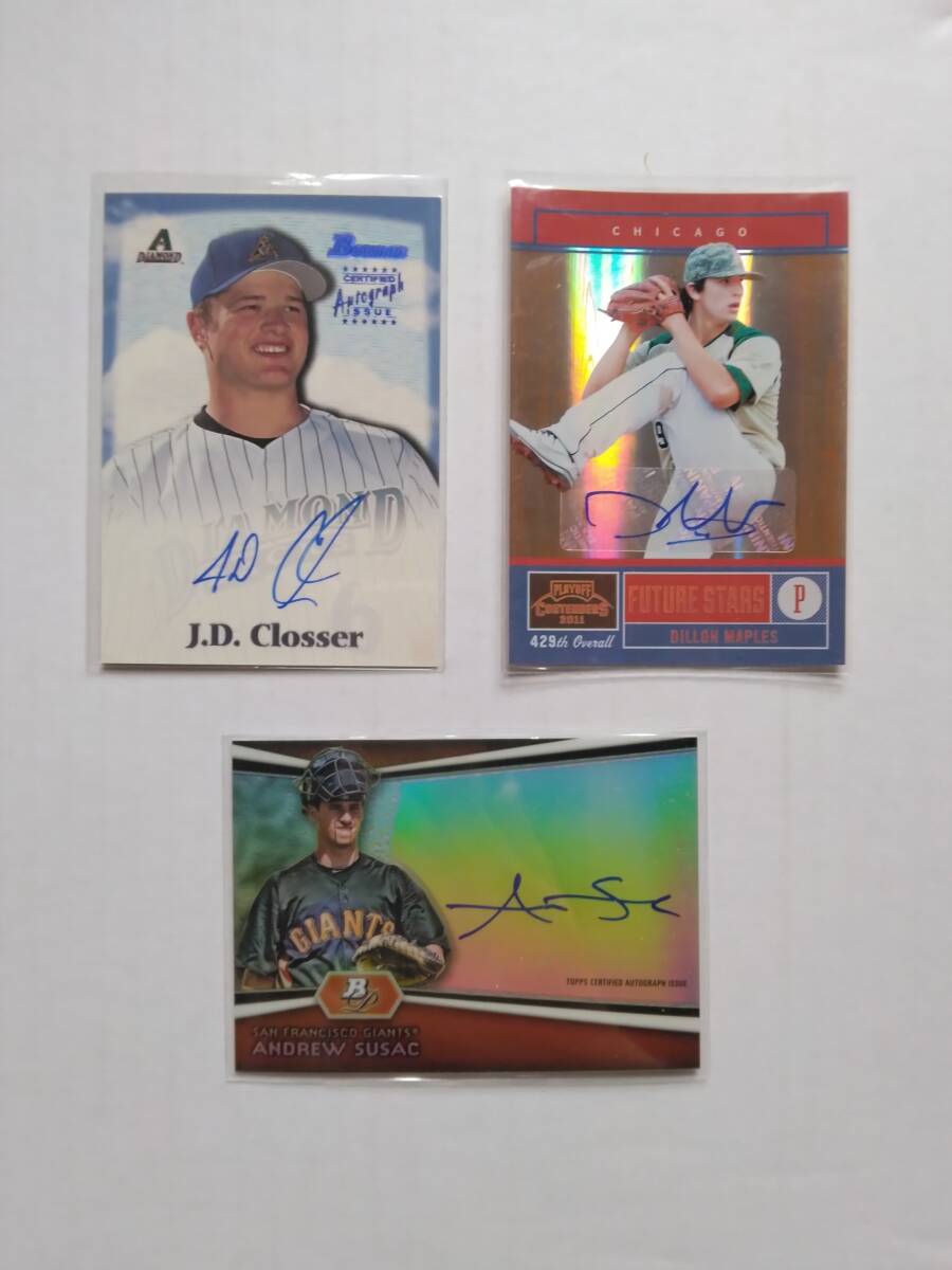 MLB　J.D. CLOSSER / DILLON MAPLES / ANDREW SUSAC　直筆サインカード　3枚セット_画像1