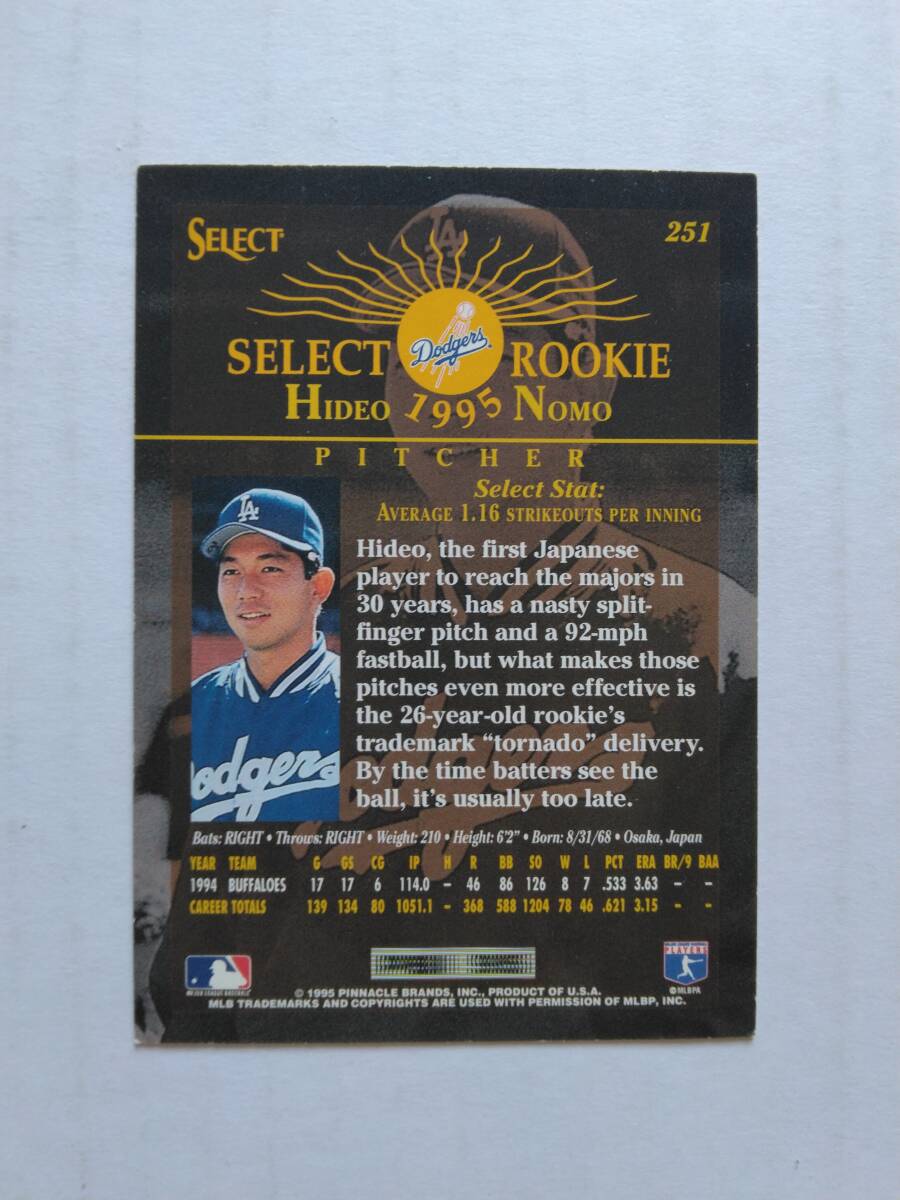 野茂英雄　1995 Select #251　ケース購入限定 ルーキーカード_画像2