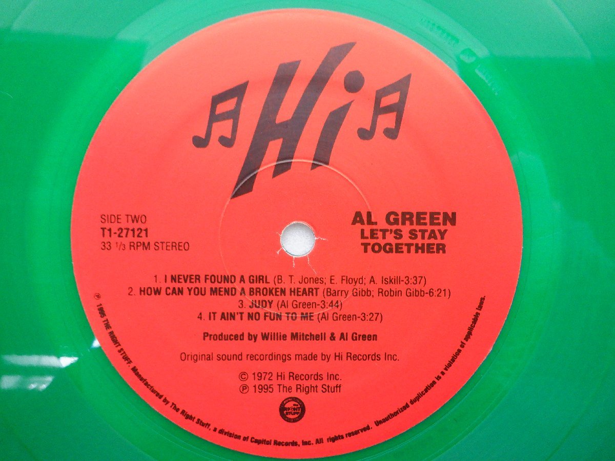 【カラーレコード】Al Green(アル・グリーン)「Let's Stay Together」LP（12インチ）/Hi Records(T1-27121)/Funk / Soul_画像4