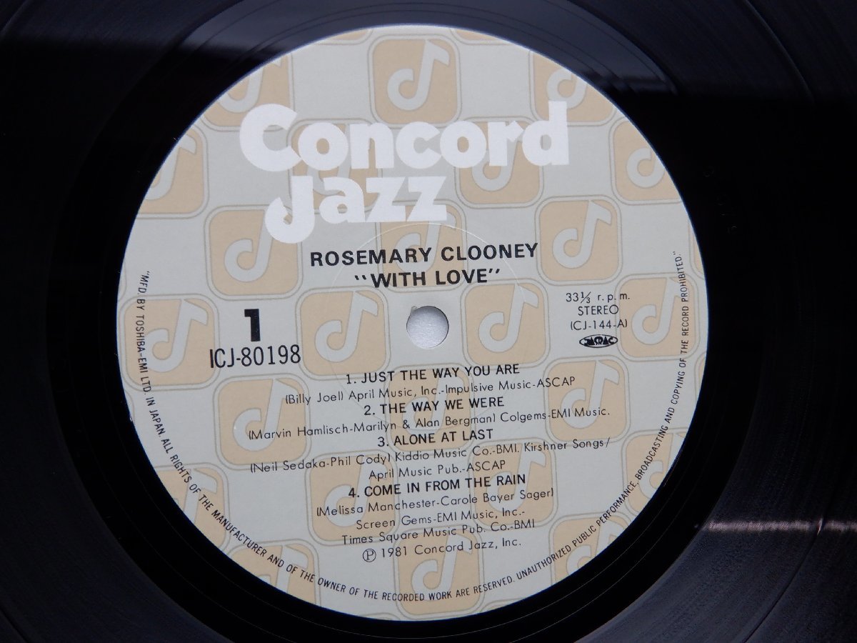 Rosemary Clooney(ローズマリー・クルーニー)「With Love(ウイズ・ラヴ)」LP（12インチ）/Concord Jazz(ICJ-80198)/Jazz_画像2