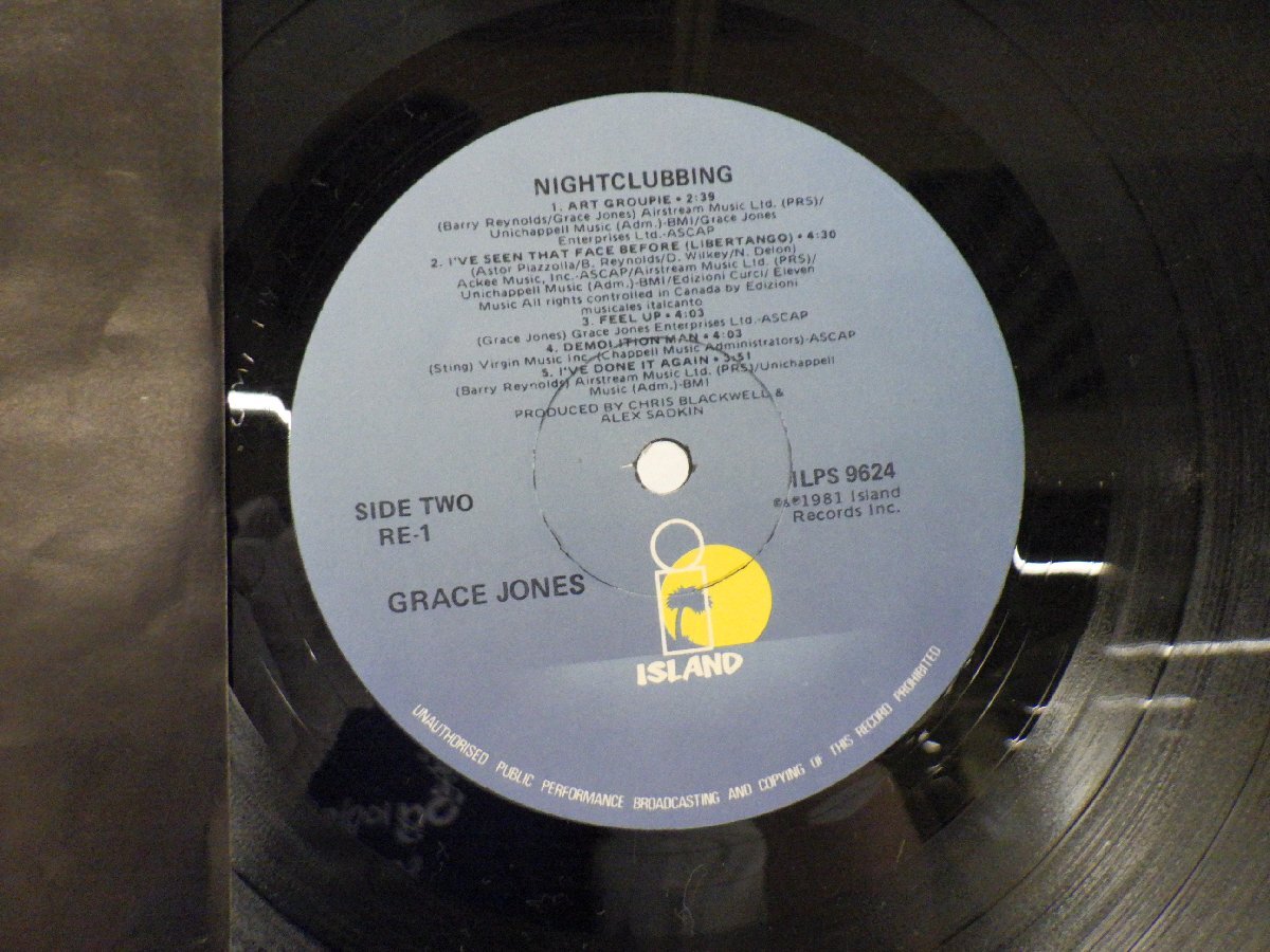 【US盤】Grace Jones(グレイス・ジョーンズ)「Nightclubbing」LP（12インチ）/Island Records(ILPS 9624)/Electronicの画像2