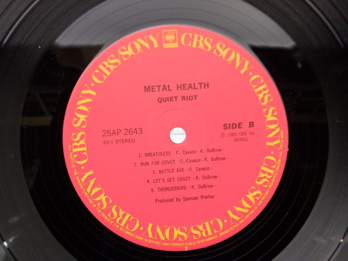 Quiet Riot「Metal Health」LP（12インチ）/CBS/Sony(25AP 2643)/洋楽ロック_画像2