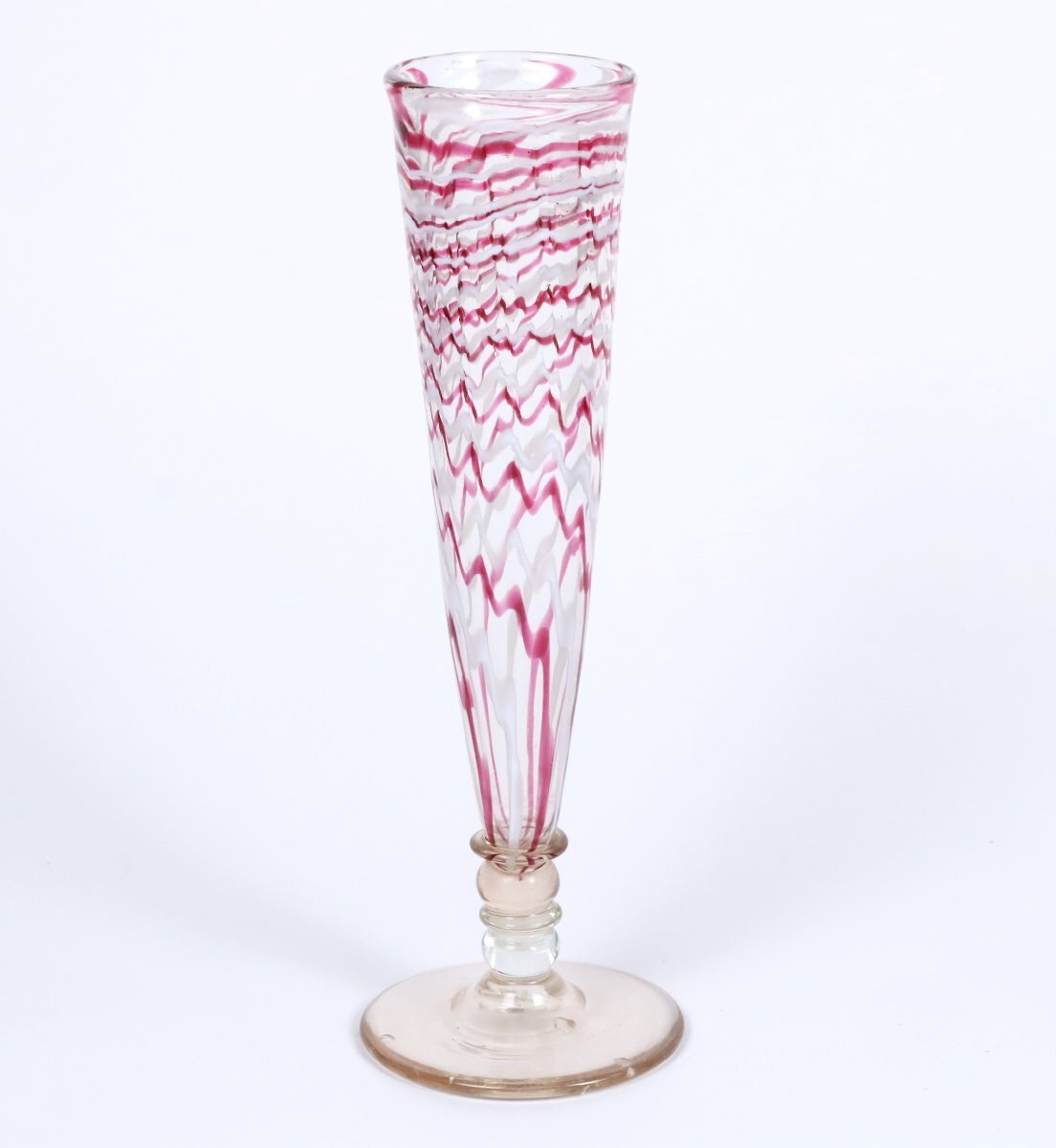 定番のお歳暮&冬ギフト 34.5cm フラワーベース 赤白柄 吹き硝子 / 飾り瓶 花瓶 ガラス 工芸ガラス