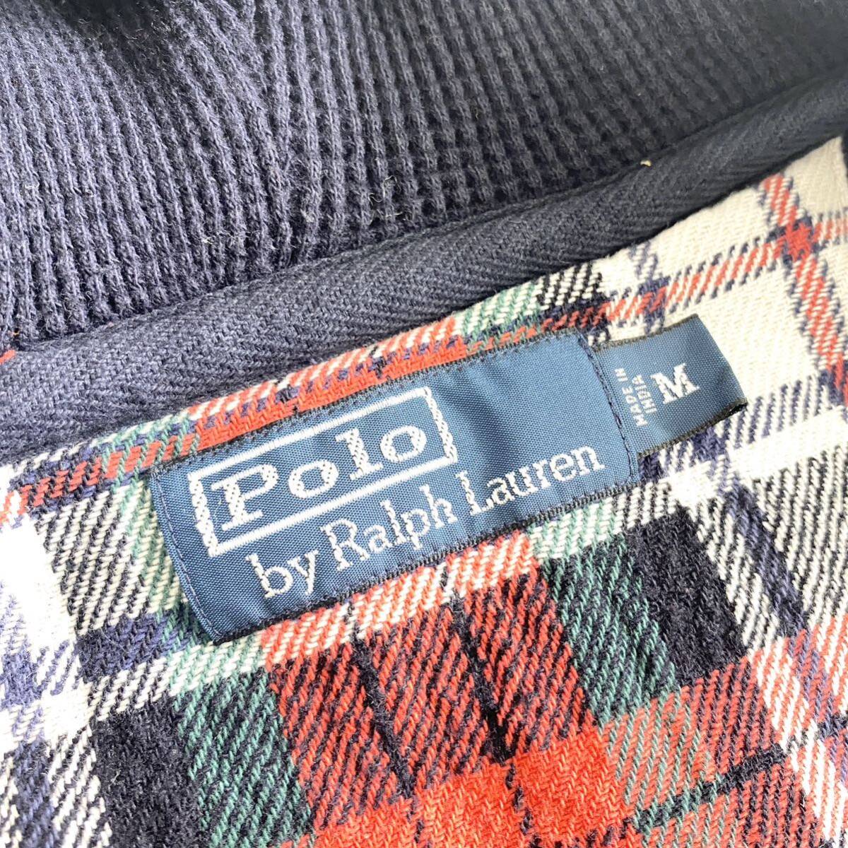 Dc16 Polo by Ralph Lauren ポロバイラルフローレン シャツパーカー サイズM レッド チェック メンズ 裏地ワッフル コットン トップス_画像6