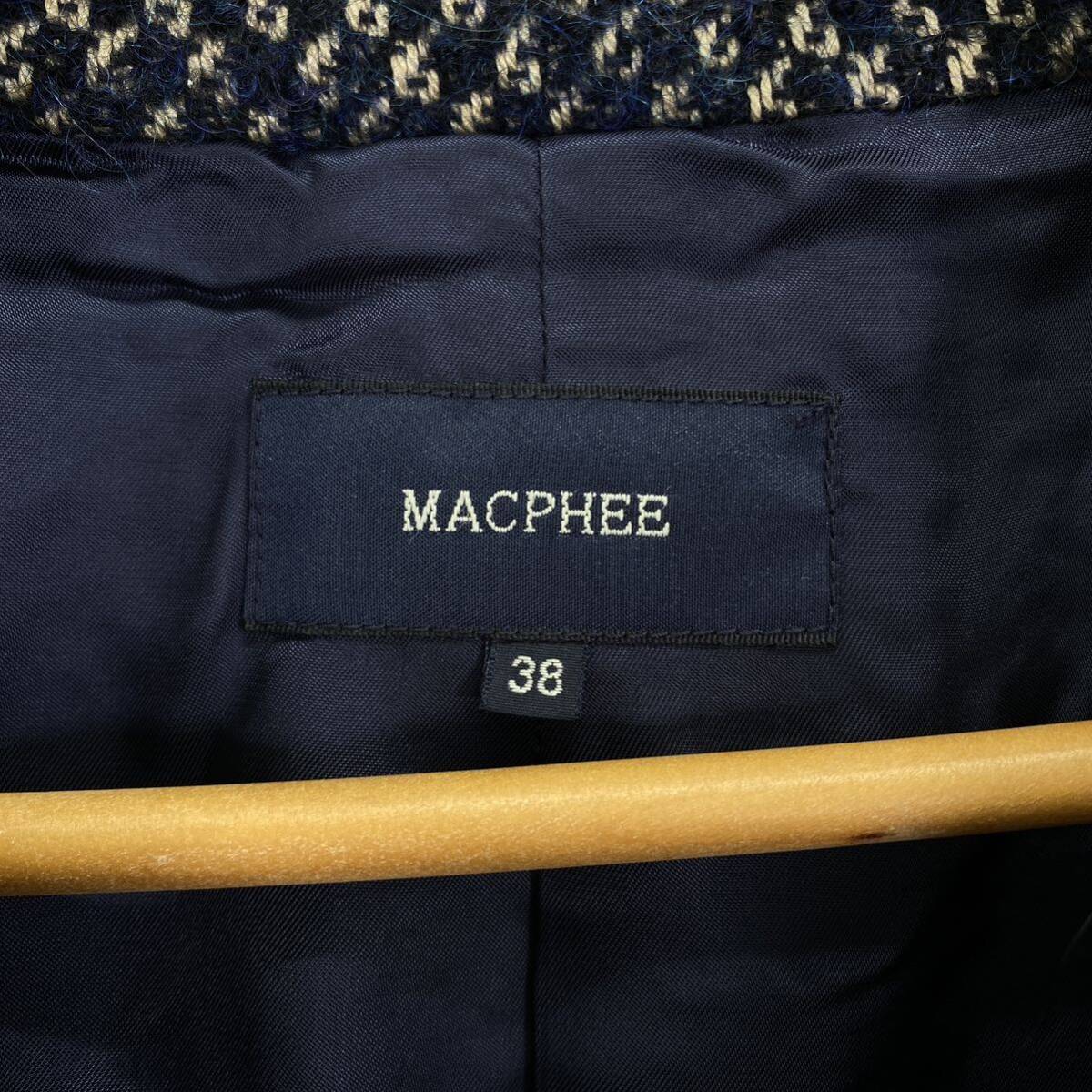 Cc19 MACPHEE マカフィー アウター ツイードジャケット ショートコート ウールコート モヘヤ アルパカ混 前ボタン レディース 女性服 M_画像6