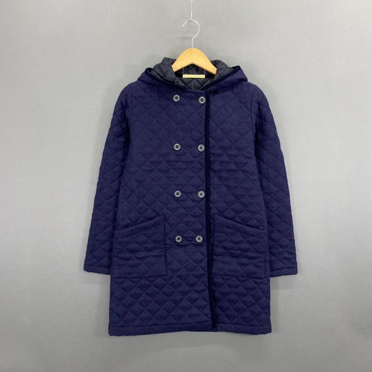 Hc19 TRADITIONAL WEATHERWEAR トラディショナルウェザーウェア フード付きキルティングコート 中綿ウールコート レディース 女性服 S相当_画像1