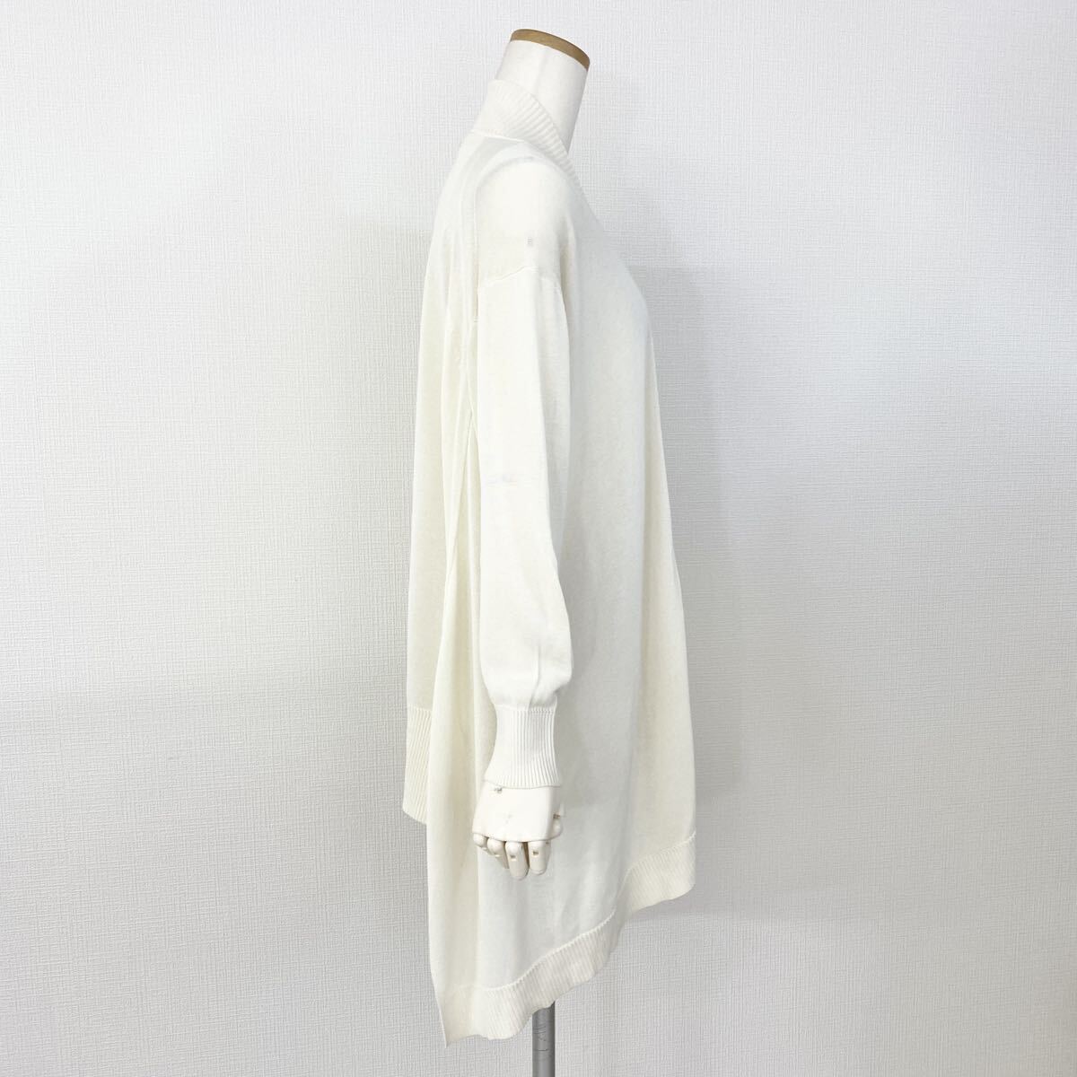 Wc20 EPOCA Epoca long cardigan size 40 eggshell white plain lady's knitted cardigan front opening rib tops feather woven thin 