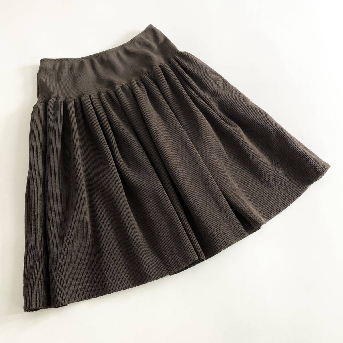 Wc20 日本製 FOXEY BOUTIQUE フォクシーブティック ニットスカート サイズ38 ブラウン レディース フレアスカート ひざ丈スカート ボトムス_画像1