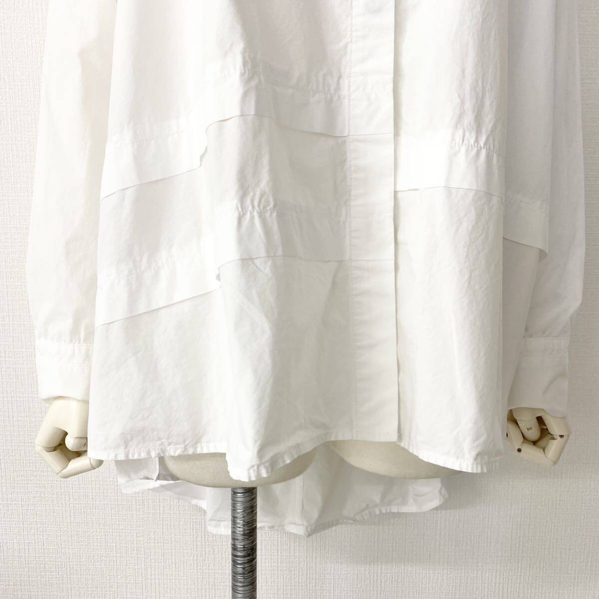 Ac22-4 MOYURU モユル 長袖シャツ サイズM ホワイト レディース シャツチュニック ロングシャツ コットンシャツ ロングスリーブ トップス_画像5