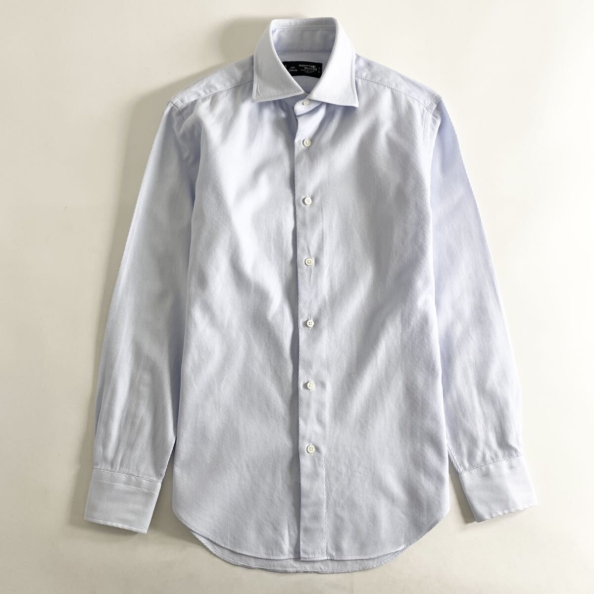 Hc22-3 Maker's Shirt 鎌倉シャツ 長袖シャツ ドレスシャツ ストライプシャツ コットン100% ビジネス 14.5/37 Mサイズ相当 メンズ 紳士服_画像1