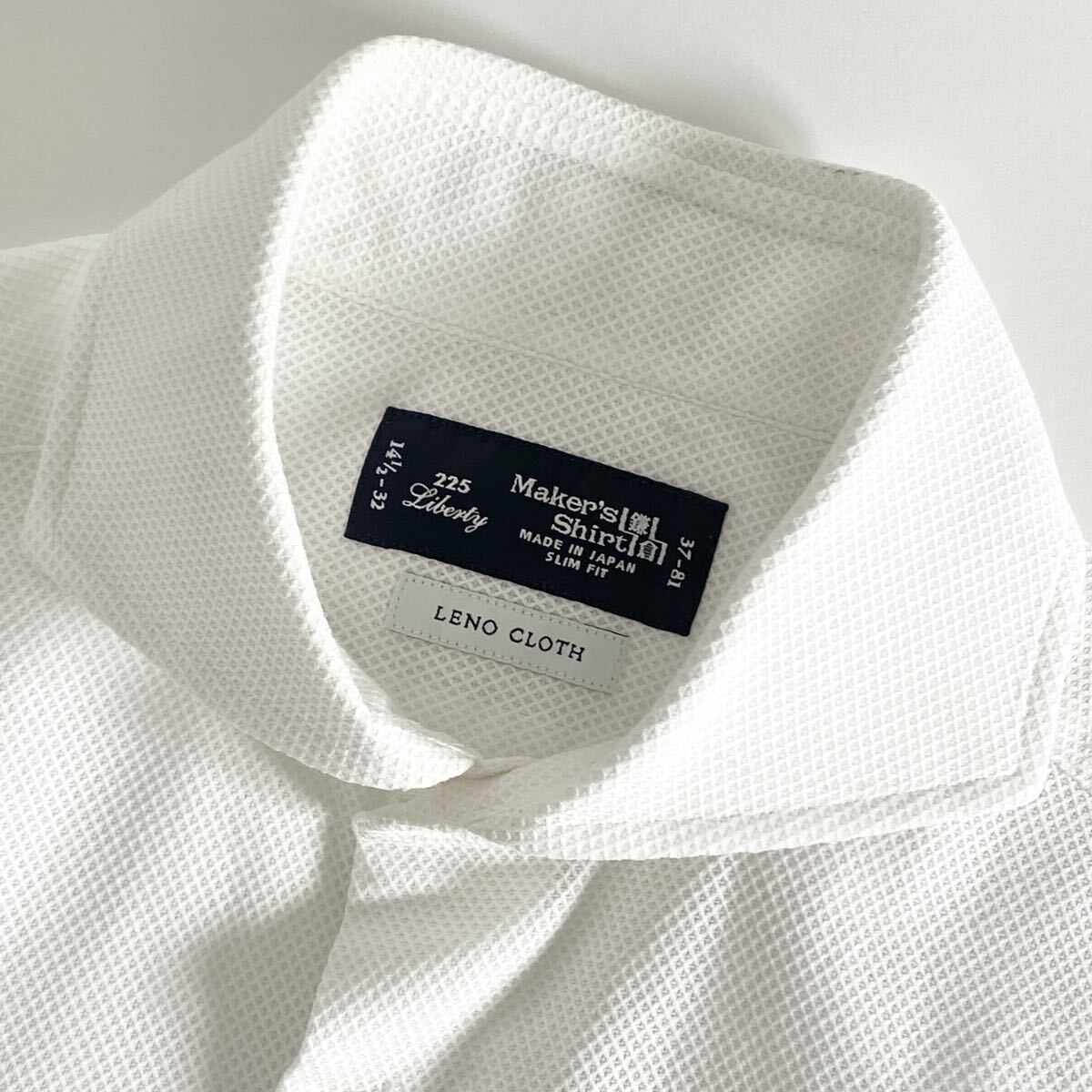 Hc22-9 日本製 Maker's Shirt 鎌倉シャツ 225Liberty 長袖シャツ ドレスシャツ LENO CLOTH ワイシャツ 14.5/37 M ホワイト 無地 メンズ_画像5