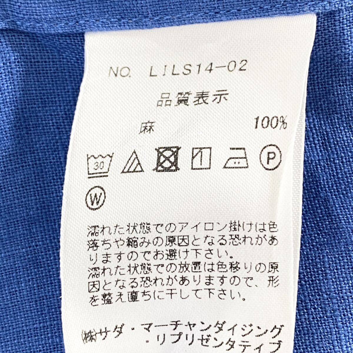 Hc22-12 日本製 Maker's Shirt 鎌倉シャツ Linen リネン 麻100% 長袖シャツ ドレスシャツ ドレスカジュアル 14.5/37 M相当 ブルー メンズ_画像6