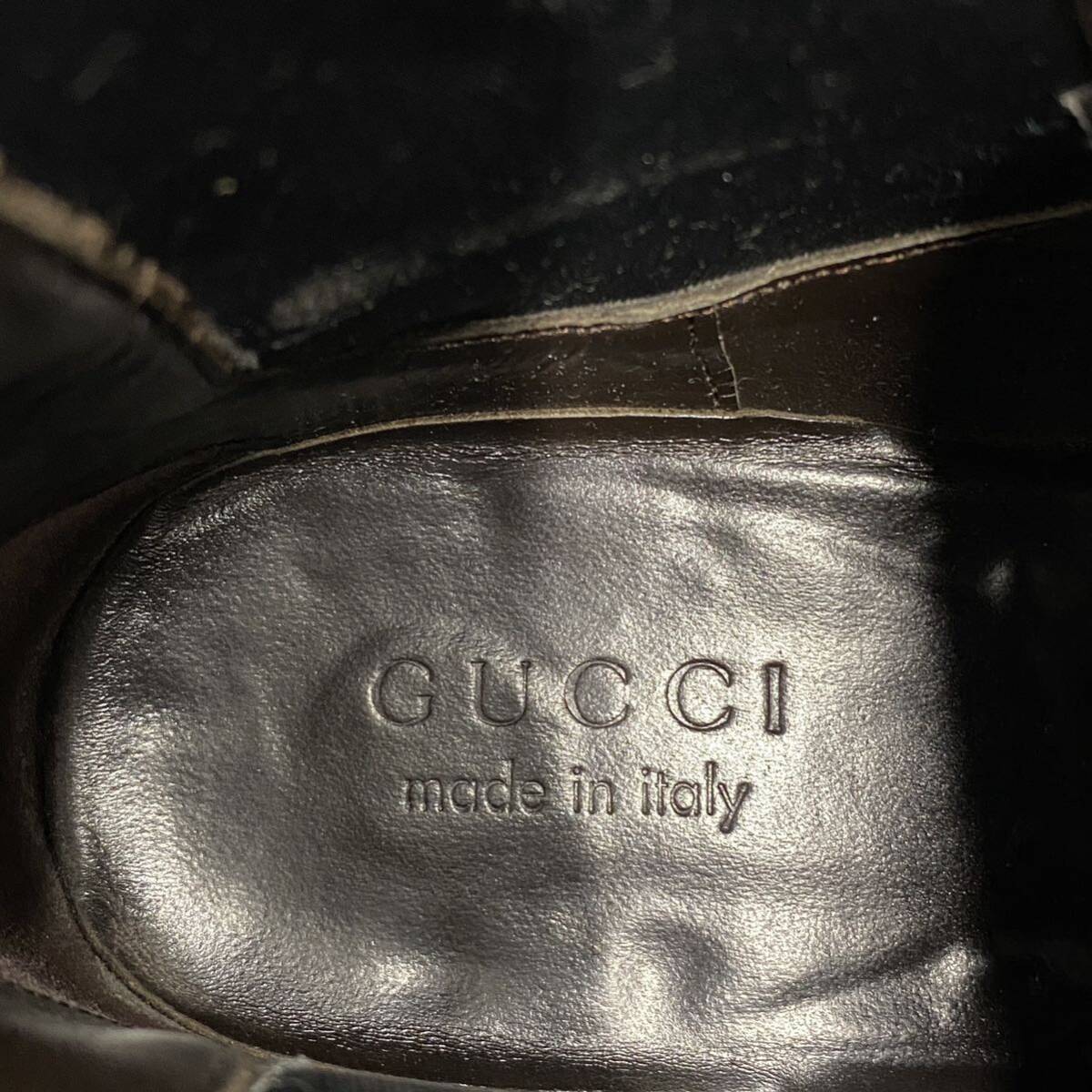 Cc26 イタリア製 GUCCI グッチ サイドゴアブーツ ショートブーツ レザー 本革 40E/25cm相当 ブラック メンズ 紳士服_画像7