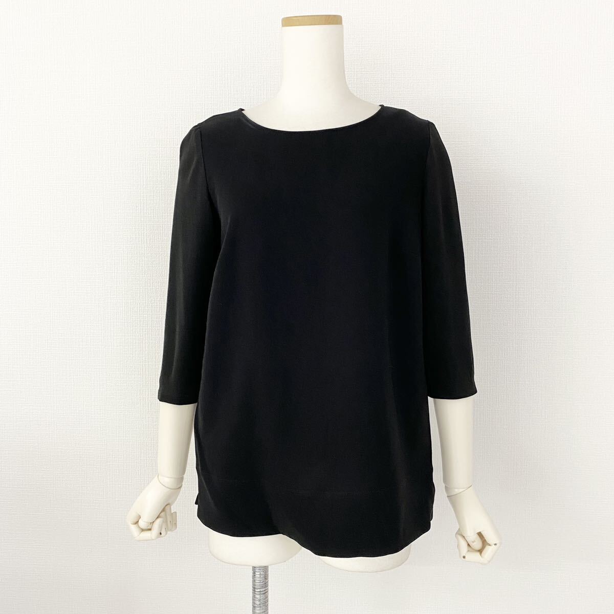 Ec27 Max Mara Max Mara tunic size 36 black lady's sleeve switch 7 minute sleeve cut and sewn pull over side slit tops 
