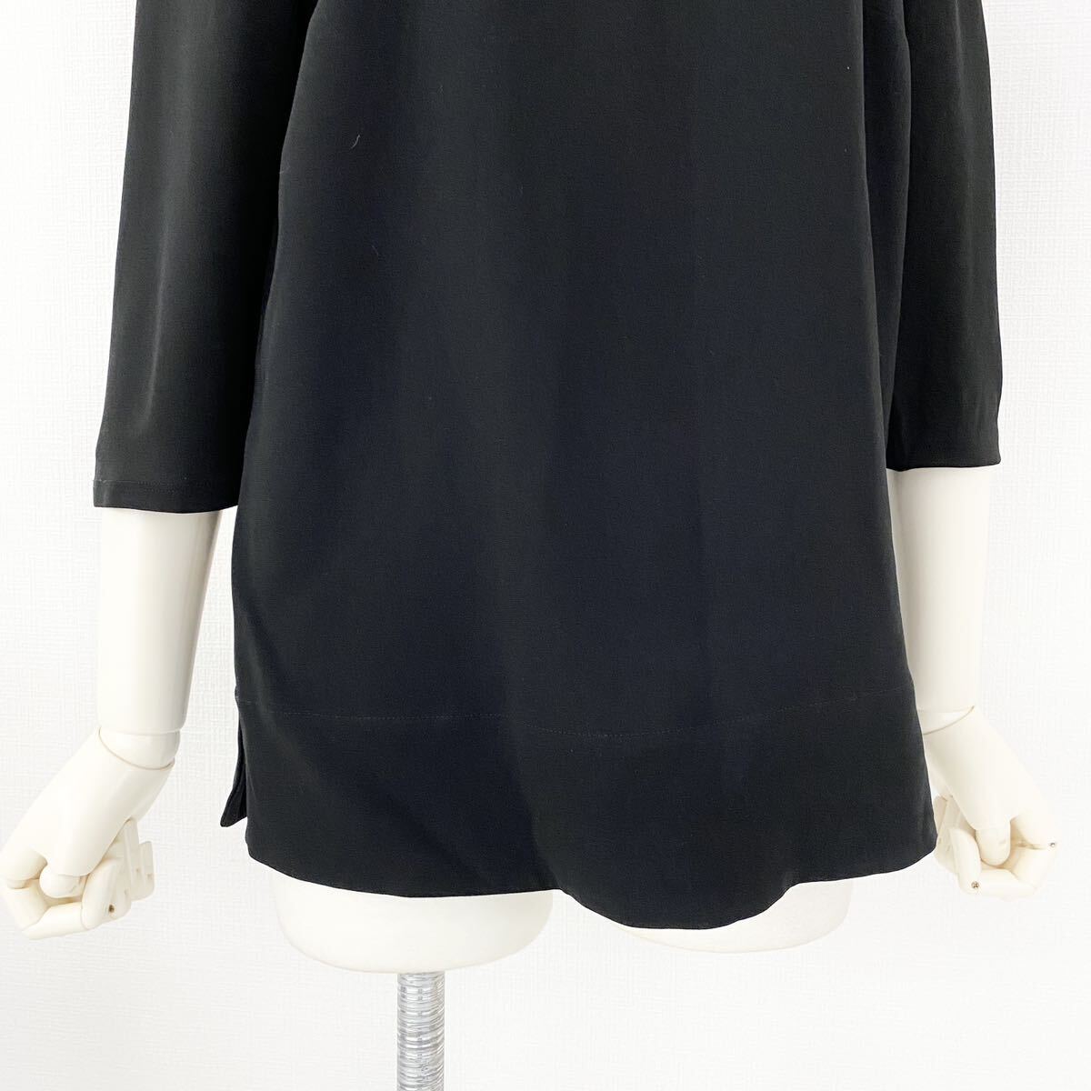 Ec27 Max Mara Max Mara tunic size 36 black lady's sleeve switch 7 minute sleeve cut and sewn pull over side slit tops 