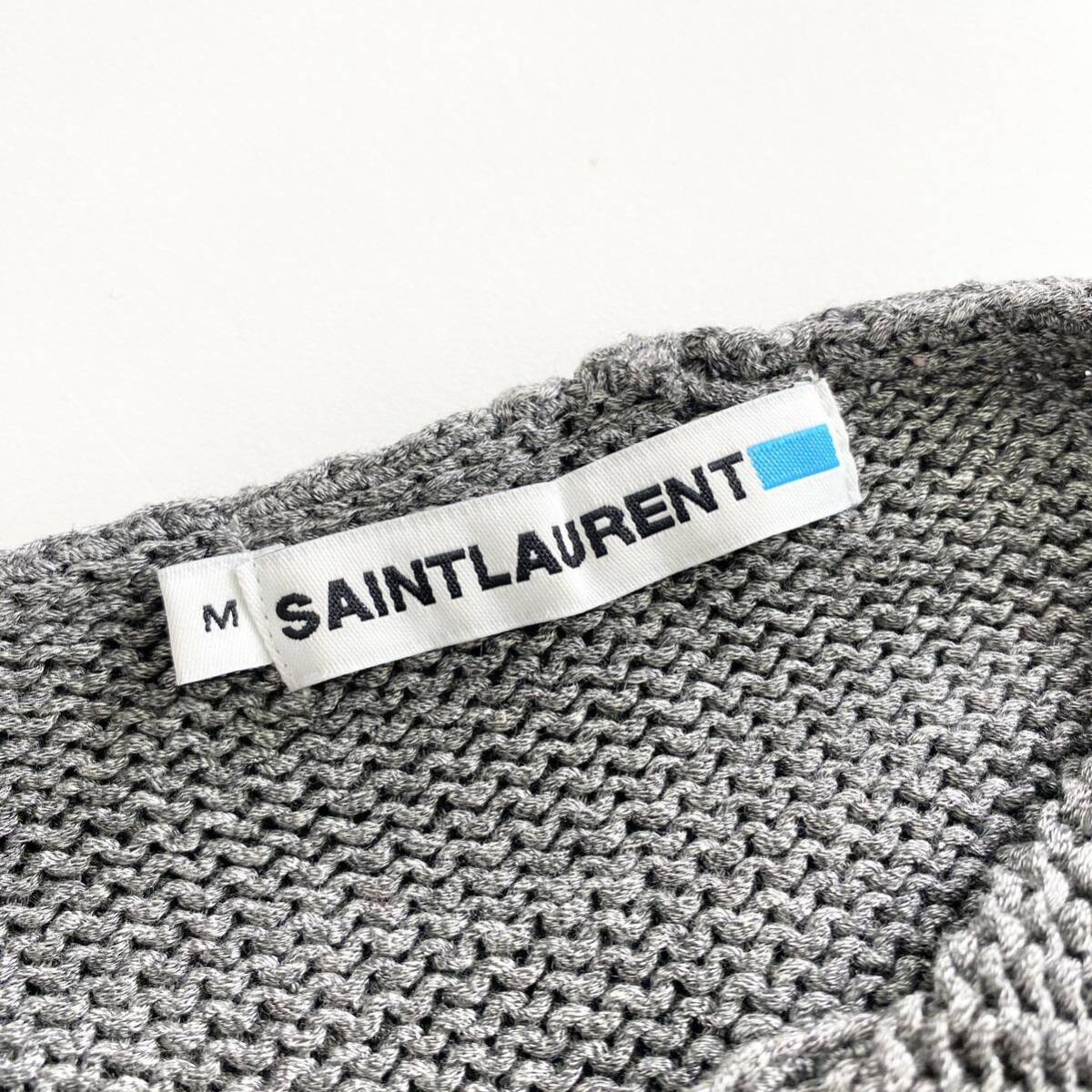 Zc27 SAINTLAURENT サンローラン ニットパーカー フーディー プルオーバー Mサイズ コットンニット メンズ 紳士服_画像6