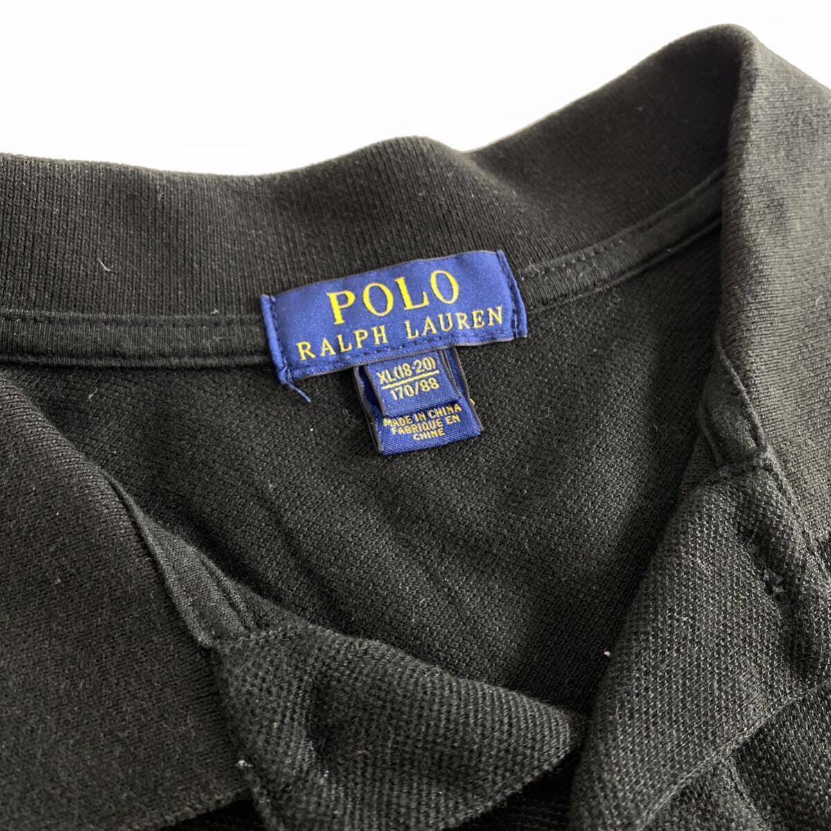 Fc31 大きいサイズ POLO RALPH LAUREN ポロラルフローレン ポロシャツ サイズXL ブラック メンズ ビッグポニー コットン 長袖 トップス_画像5