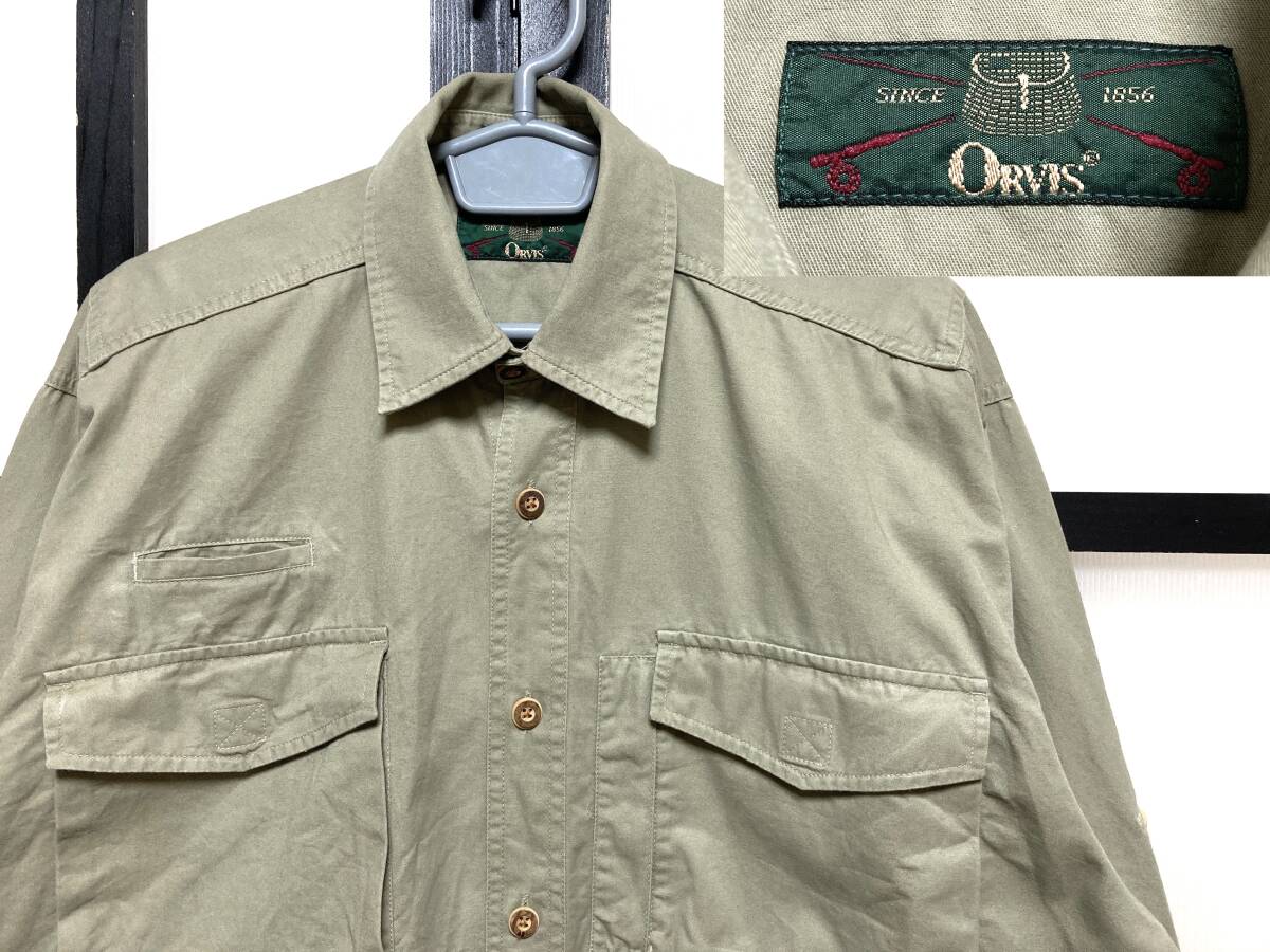 90s オービス コットン ツイル シャツ / 90年代 ORVIS ハンティング サファリ アウトドア