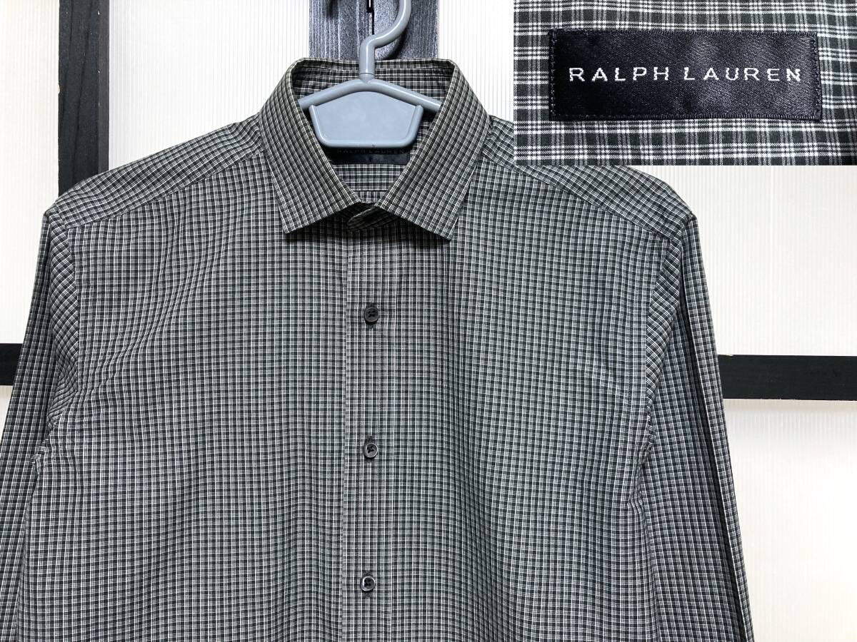 ラルフローレン ブラックレーベル チェック柄 ダブルカフス シャツ イタリア製 / RALPH LAUREN BLACK LABEL Shirt トラッド系 イタリー製_画像1