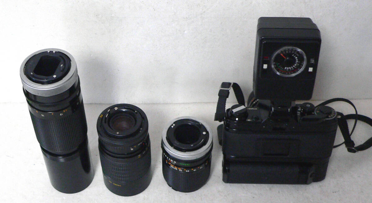  ★ ジャンク品 / CANON AE-1 + FD 50mm 1:1.4 SSC、他レンズ-3本 (CANON、OSAWA) 、ワインダー、ストロボ ★の画像3