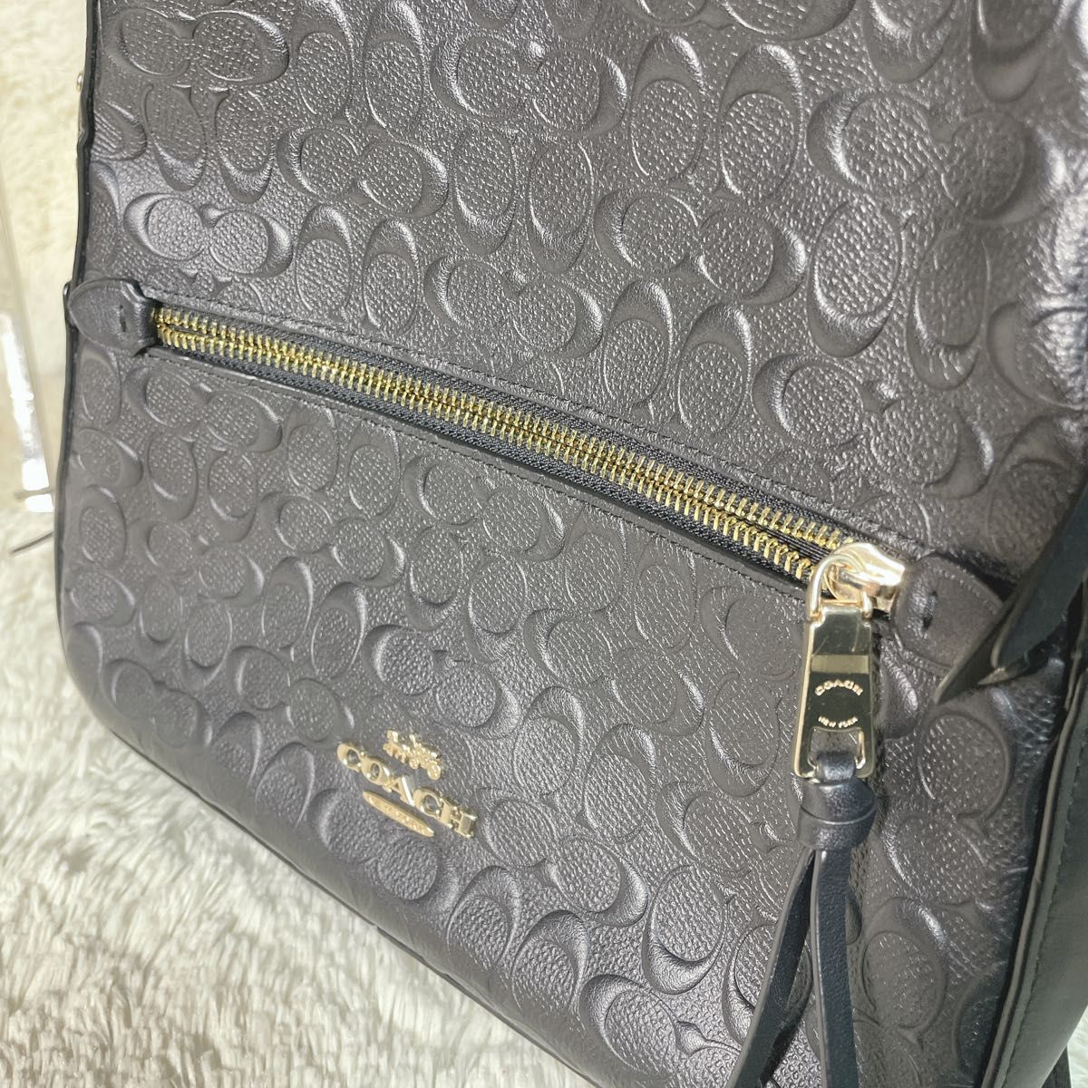 コーチ COACH バッグ リュック F77688 シグネチャー ブラック　レザー バックパック　レディース　本革