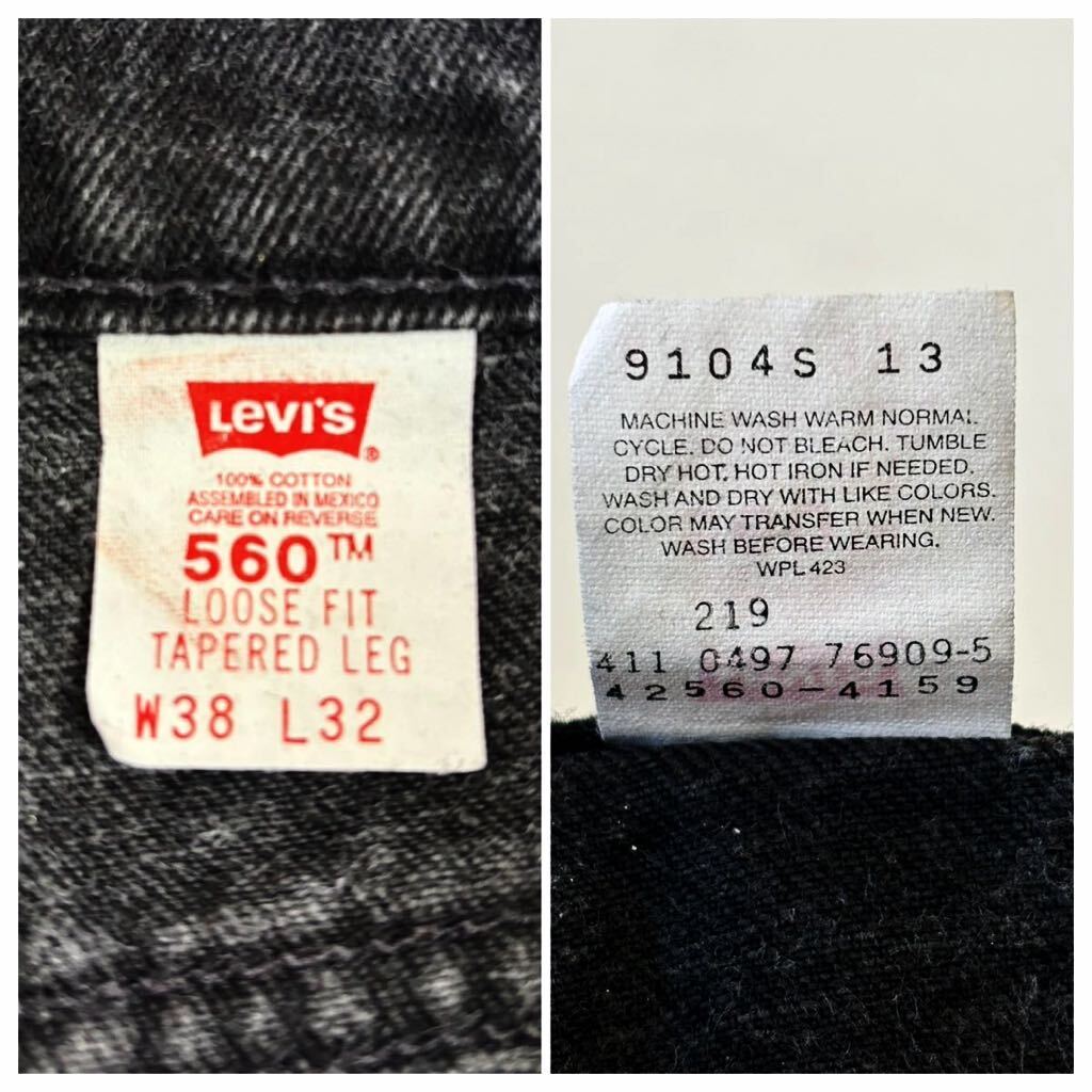  beautiful goods 90\'s VINTAGE Levi\'s 560 LOOSE FIT 97 year orange tab Levi's buggy wide tapered Denim pants black Denim 90 period 