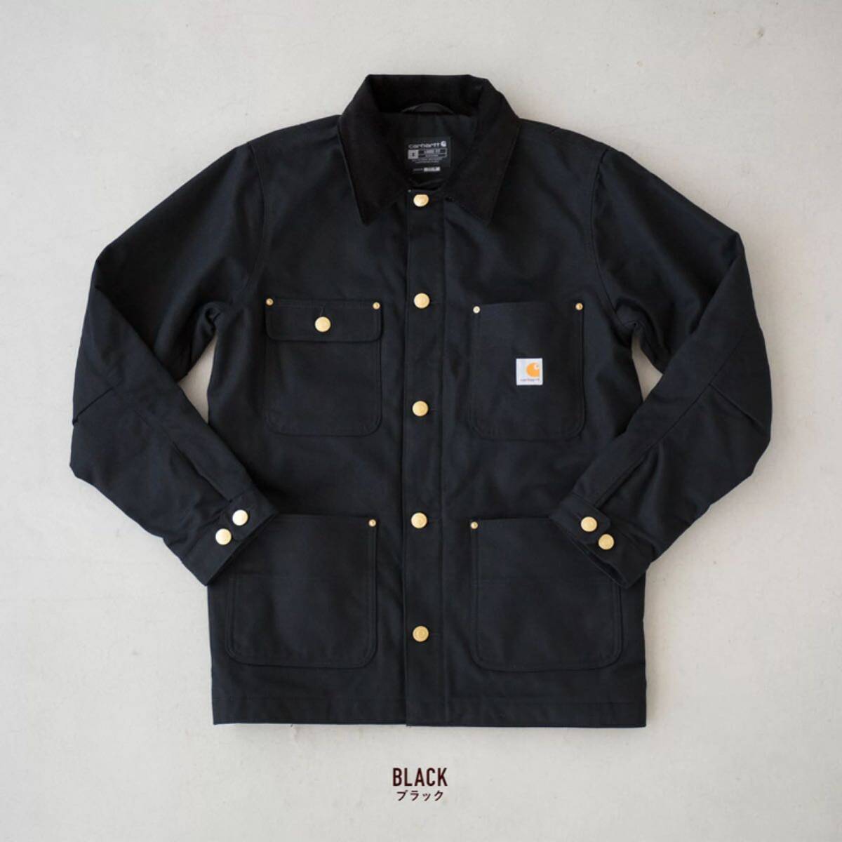 【1回着用】Carhartt カーハート チョアコート CHORE COAT 黒 ブラック Lカバーオール_画像1