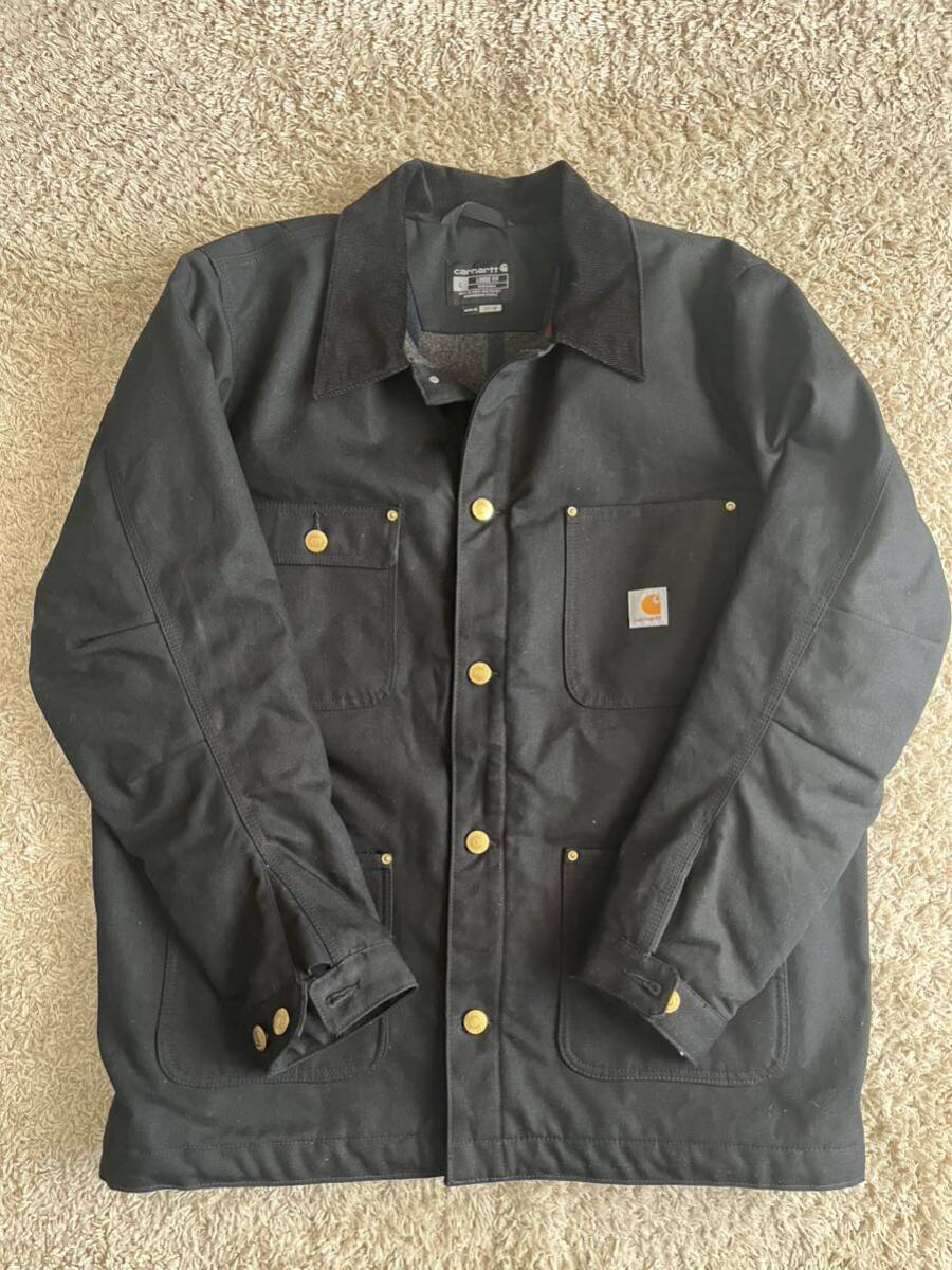 【1回着用】Carhartt カーハート チョアコート CHORE COAT 黒 ブラック Lカバーオール_画像2