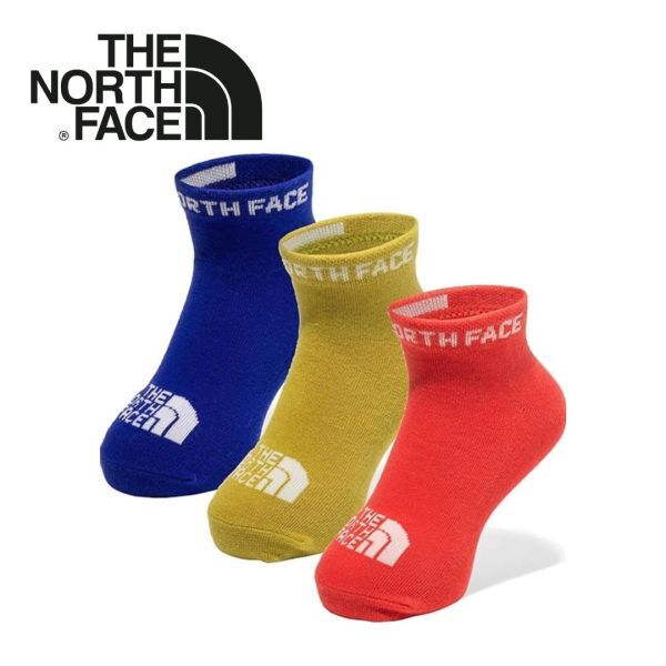 ★新品★THE NORTH FACE 靴下 ソックス キッズ 子ども アンクル3P NNJ82310 ML JM（16-18cm）スポーツ ランニング デイリー 抗菌防臭_画像1