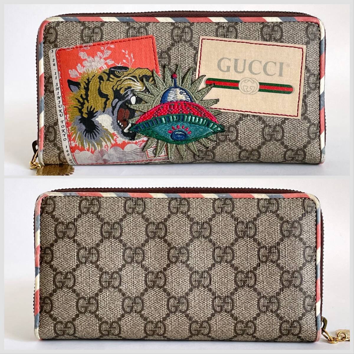 レアGUCCI グッチ GGスプリーム クーリエ 長財布 虎とUFO ラウンド_画像3