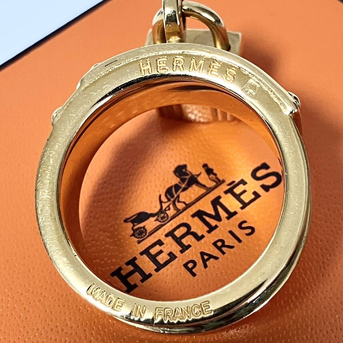 HERMES エルメス ケリー ゴールド グリーン スカーフリング リング_画像6