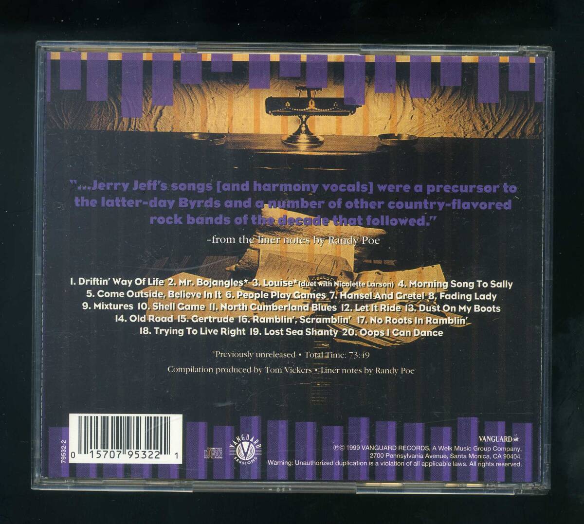 ★即決！美品 レア盤 ジェリー・ジェフ・ウォーカー JERRY JEFF WALKER BEST OF VANGUARD YEARS RARE CDの画像2