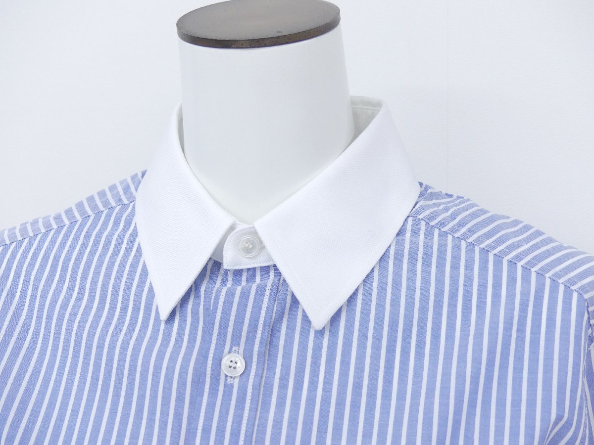 CELINE クロップドシャツ 34 ライトブルー×ホワイト '23年商品 2C903720T_画像4