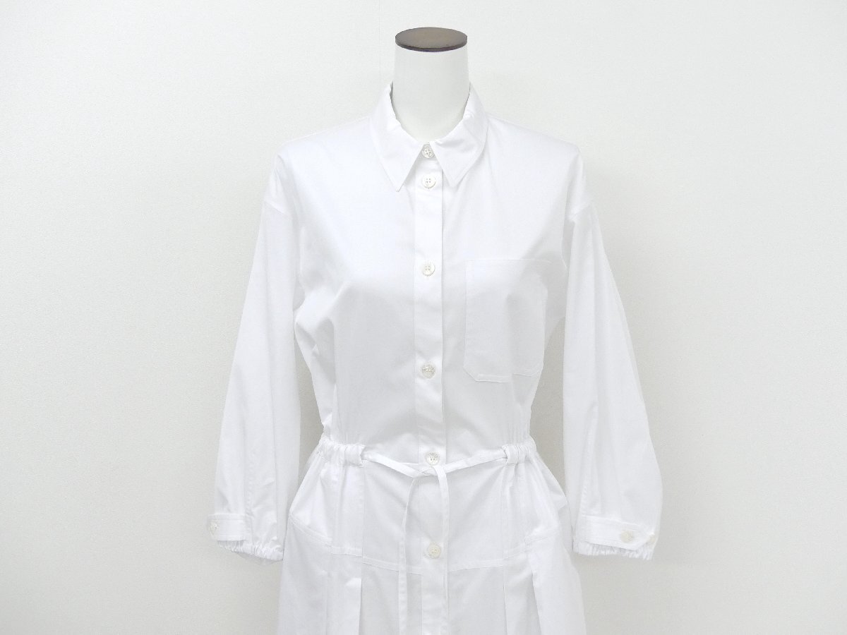  unused new work HERMES shirt dress One-piece 36 white cotton tsu il Serie button \'24 year commodity domestic buy H4E0546DV8R34