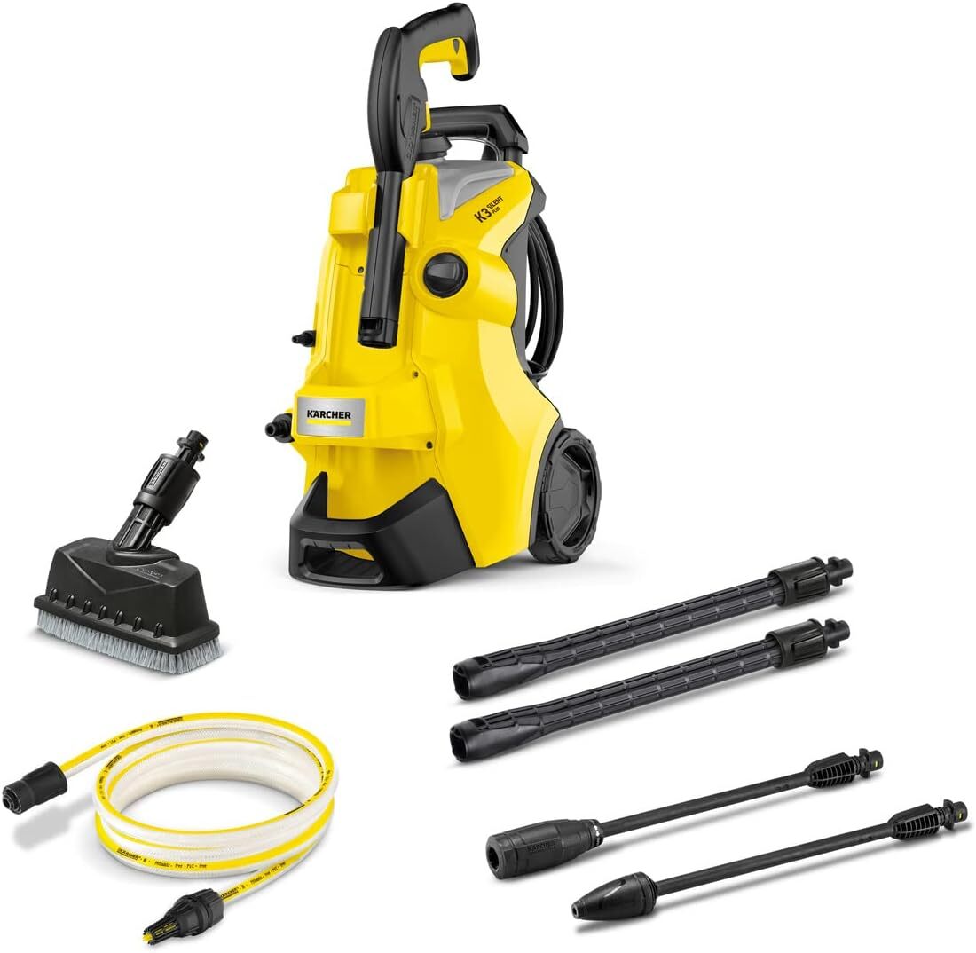 【美品】ケルヒャー(Karcher) 高圧洗浄機 K3 サイレント プラス ベランダ(60Hz) 1.603-203.0 イエロー おまけ(水道ホース・延長高圧ホース)_画像1