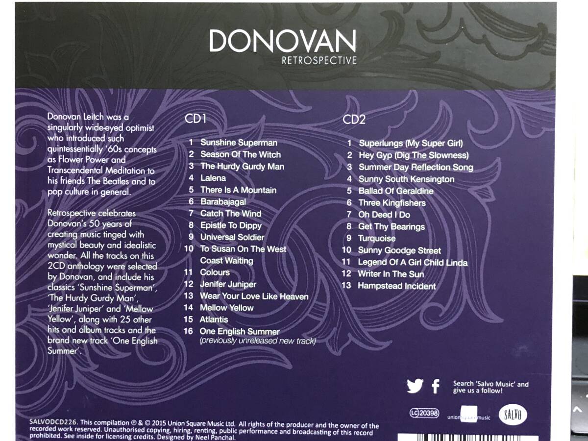 （D）ドノヴァン Donovan★Retrospective〜An Anthology of Hits and Album Tracks Chosen By Donovan 2CD_画像2