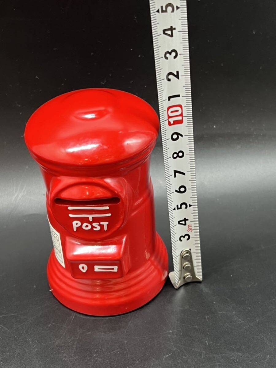 郵便ポスト　貯金箱　昭和レトロ　陶器　赤　ヴィンテージ　高さ約11cm 17404B U60_画像6