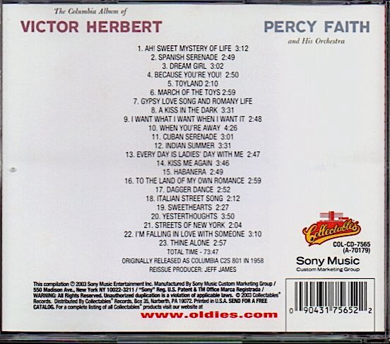 パーシー・フェイス/Percy Faith「The Columbia Album Of Victor Herbert」_画像2