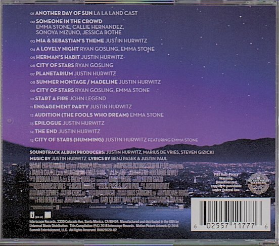 「La La Land / Original Motion Picture Soundtrack」Justin Hurwitz/ラ・ラ・ランド/サントラの画像2