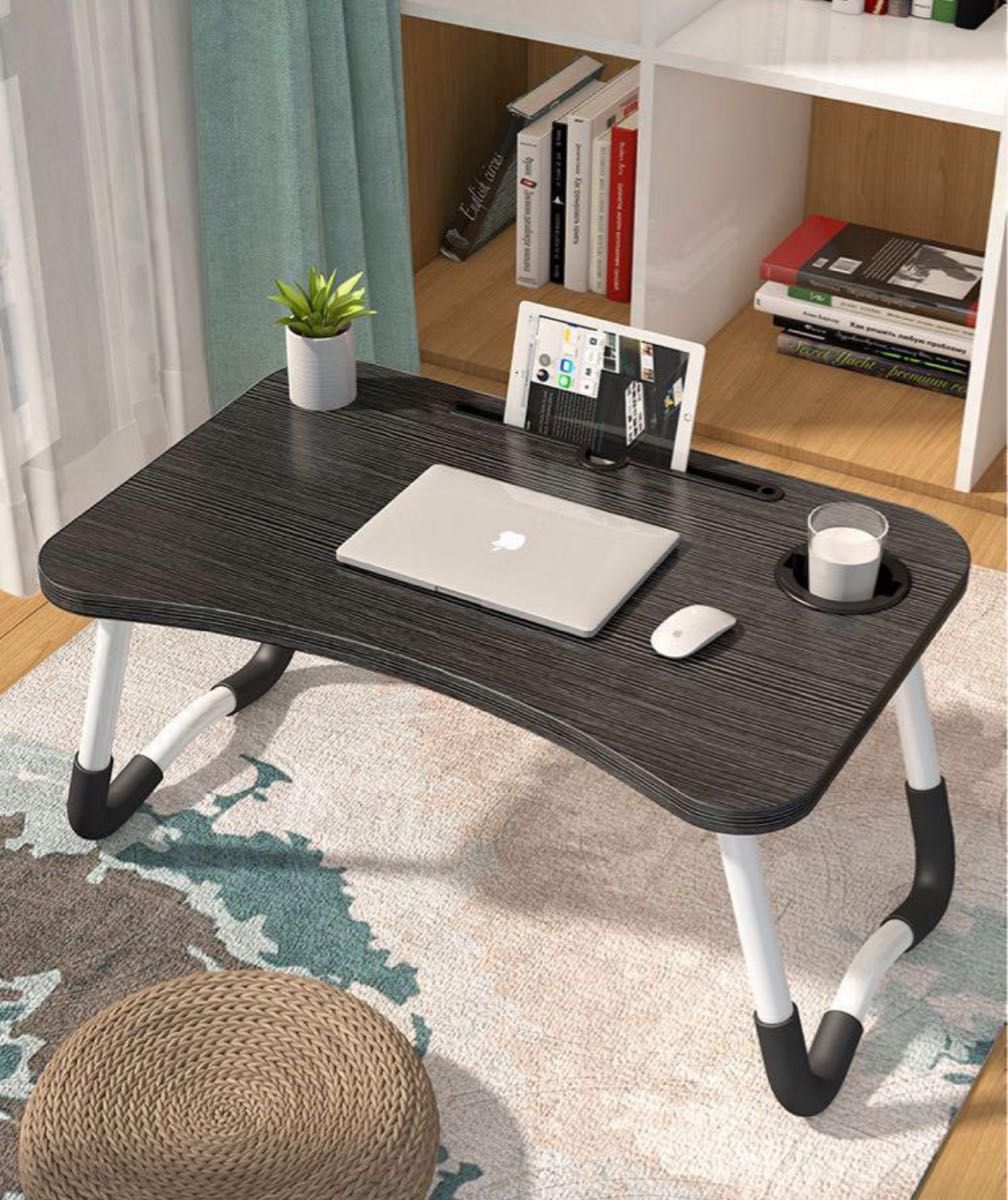ローテーブル 折りたたみテーブル ミニテーブル サイドテーブル 折りたたみ 一人用 ベッドテーブル パソコンデスク ブラック