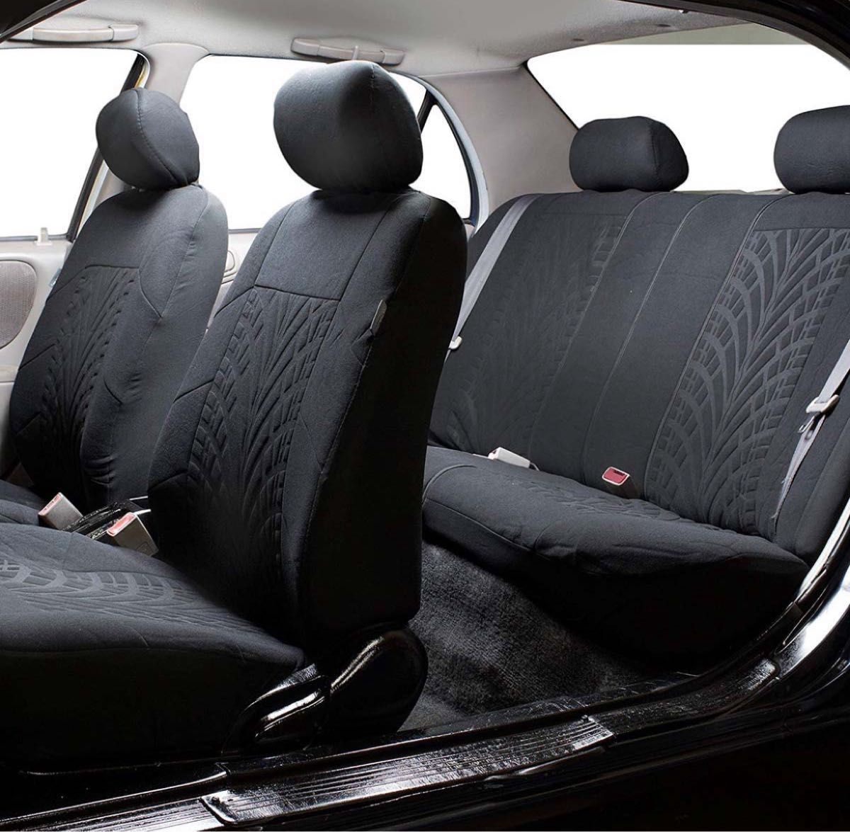 フロントシートカバー 2枚セット ブラックカー用品 車 多車種対応 シートカバー  前席用 洗える シート 座席 フック付き