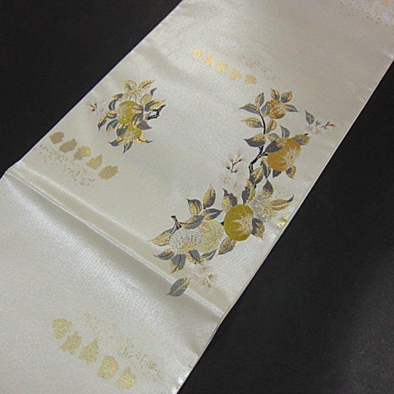 上質な逸品　新品未仕立　豪華作品　西陣織引箔高級袋帯　 真珠　本金箔　満開の橘_画像5