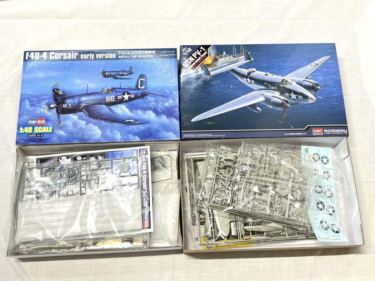 【D517】新品 未組立 ハセガワ ホビーボス アカデミー 1/48 戦闘機 空軍 6箱 まとめ売り プラモデル F4U-1/P-51D/USN PV-1など_画像2