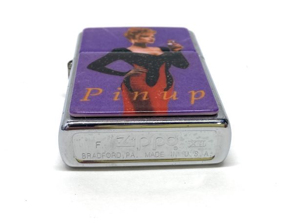 【D313】ZIPPO ジッポ ライター PINUP GIRLS ピンナップガール シルバー 1996年 オイルライター 喫煙具 中古 箱付き b_画像4