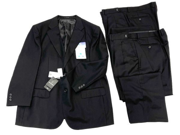 【C591】メンズ スーツ セットアップ ジャケット未使用品 ブラック パンツ2点セット ジャンニヴァレンチノ 170cm_画像1