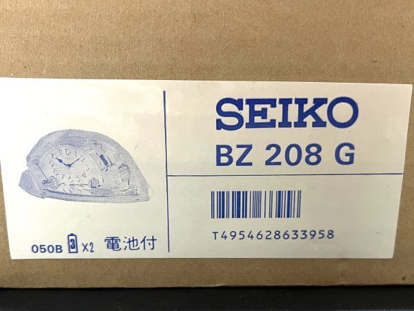 【D377】新品 未使用 SEIKO セイコー 置時計 振り子時計 楽器 BZ208G クオーツ 昭和レトロ クリヤー/ゴールド 当時物 b_画像7